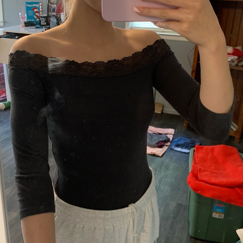 Grey american eagle body suit